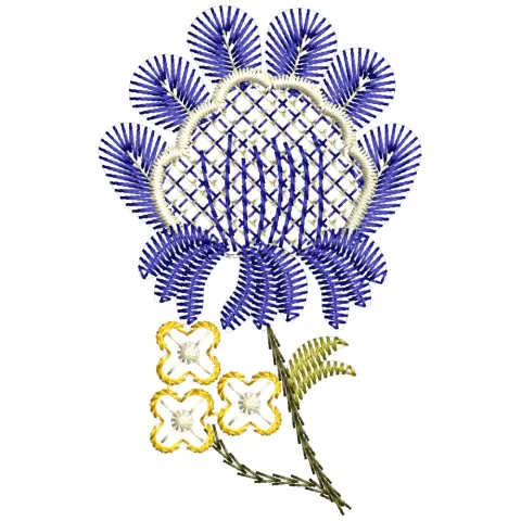 Blue Flower Embroidery Design