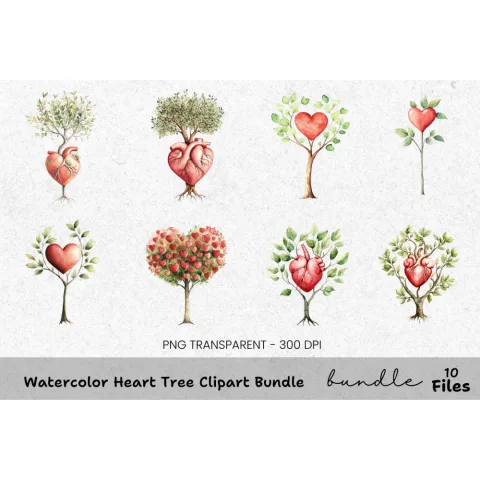 Heart Tree Clipart Bundle