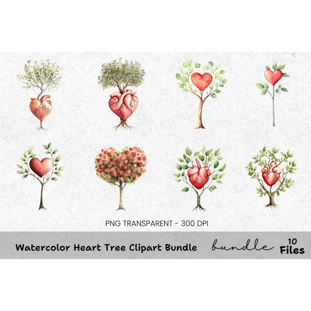 Heart Tree Clipart Bundle