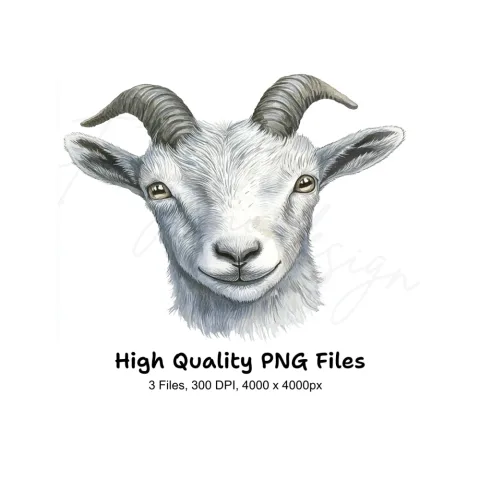 Cute Goat Faces Clipart Bundle