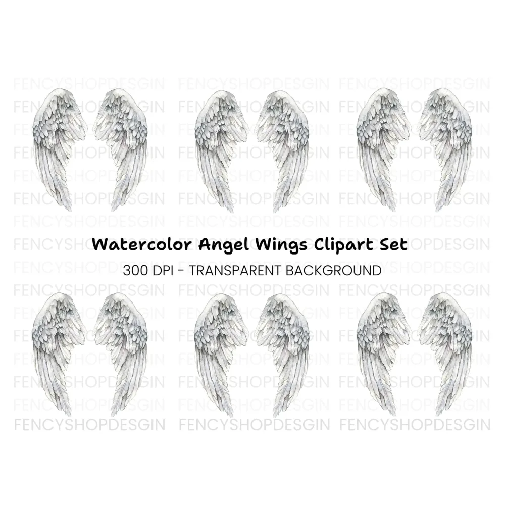 Elegant White Angel Wings Clipart Bundle