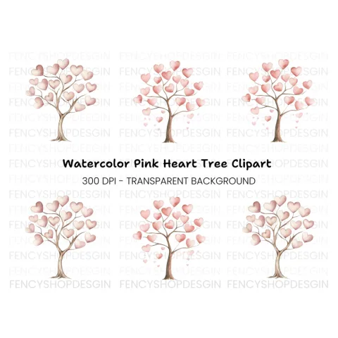 Heart Trees Clipart Bundle