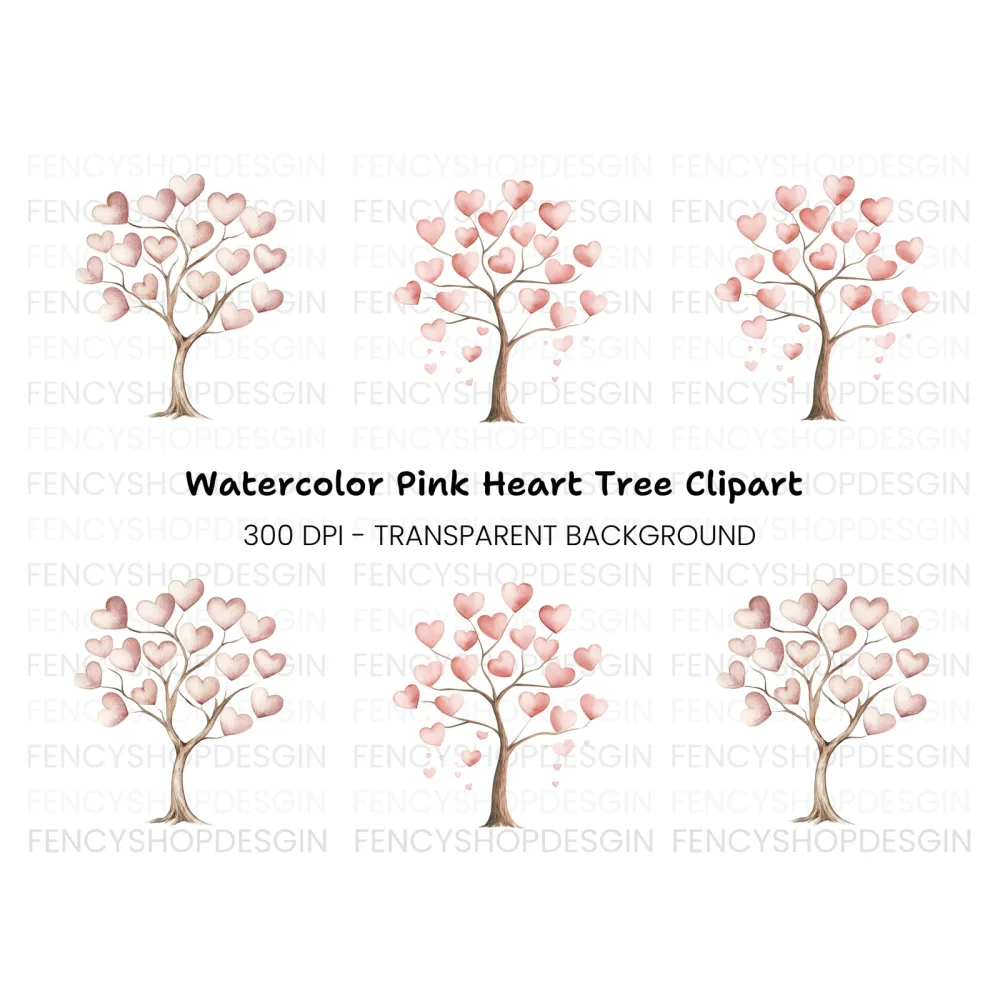 Heart Trees Clipart Bundle
