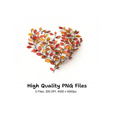 Autumn Leaves Heart Shape Clipart Bundle