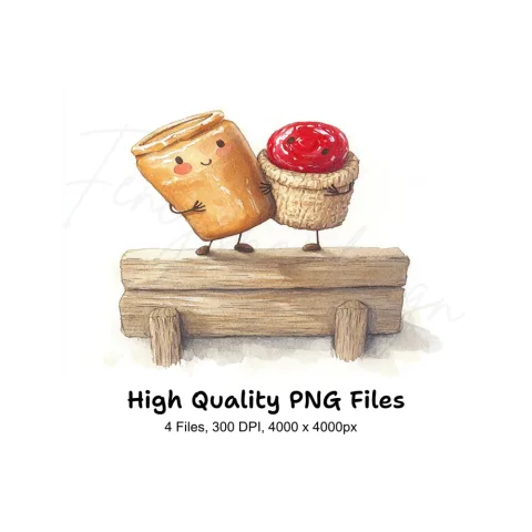 Cute Peanut Butter and Jelly Clipart Bundle