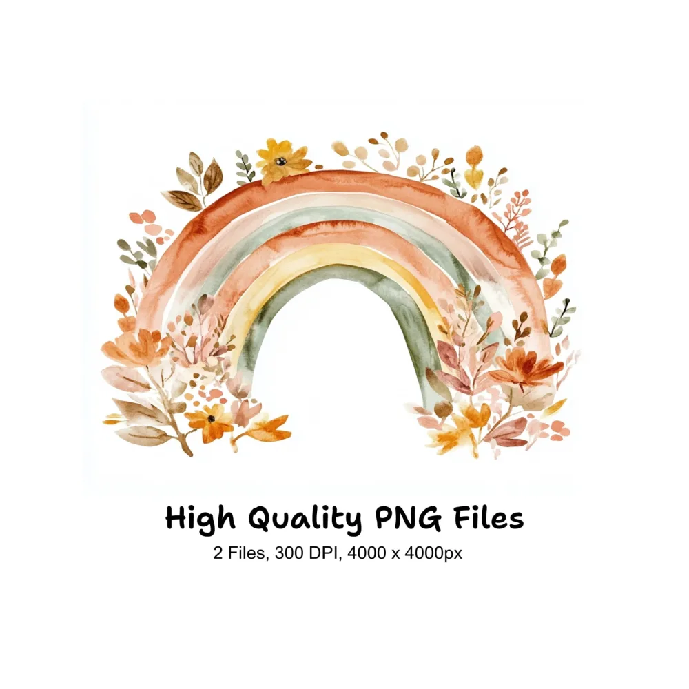 Boho Rainbow Clipart Bundle
