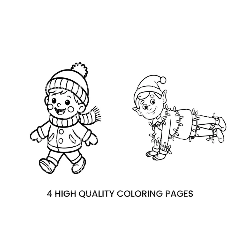 Christmas Elf Tangled in Lights Coloring Books