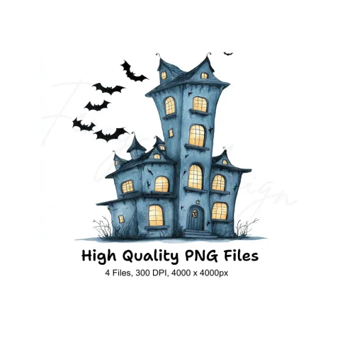 Spooky Haunted House Clipart Bundle