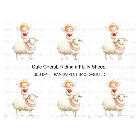 Sweet Cupid and Sheep Valentine Clipart Bundle