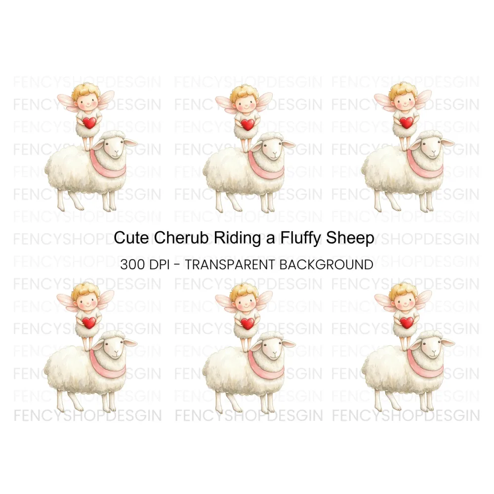 Sweet Cupid and Sheep Valentine Clipart Bundle