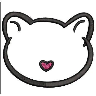 Cat Face Embroidery Design