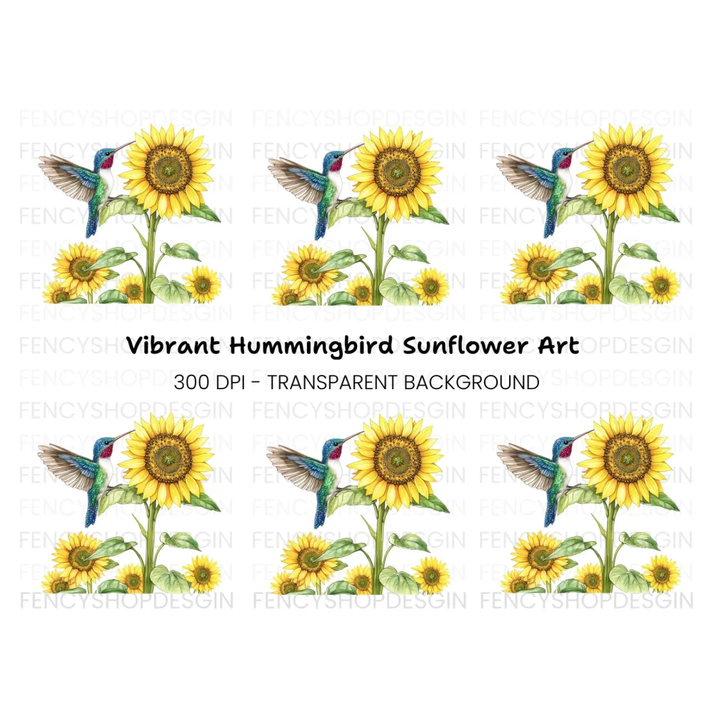 Hummingbird and Sunflower Clipart Bundle