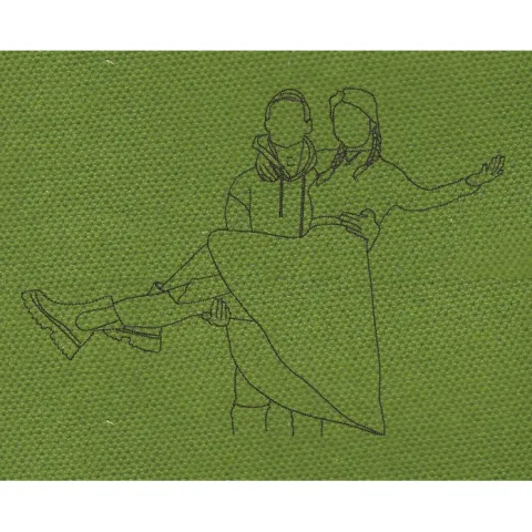 Romantic Couple Black Embroidery Design