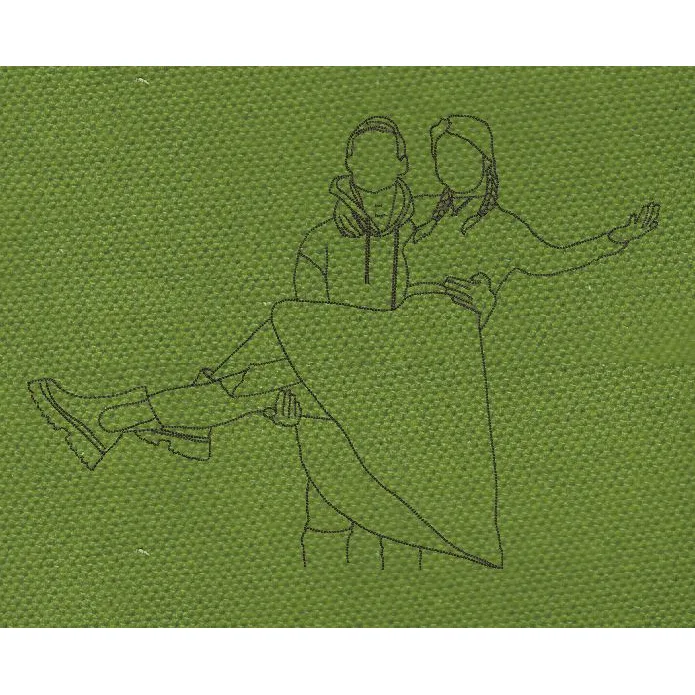 Romantic Couple Black Embroidery Design