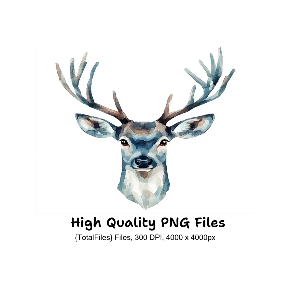 Geometric Deer Head Designs Clipart Bundle