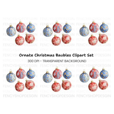 Christmas Ornaments Clipart Bundle