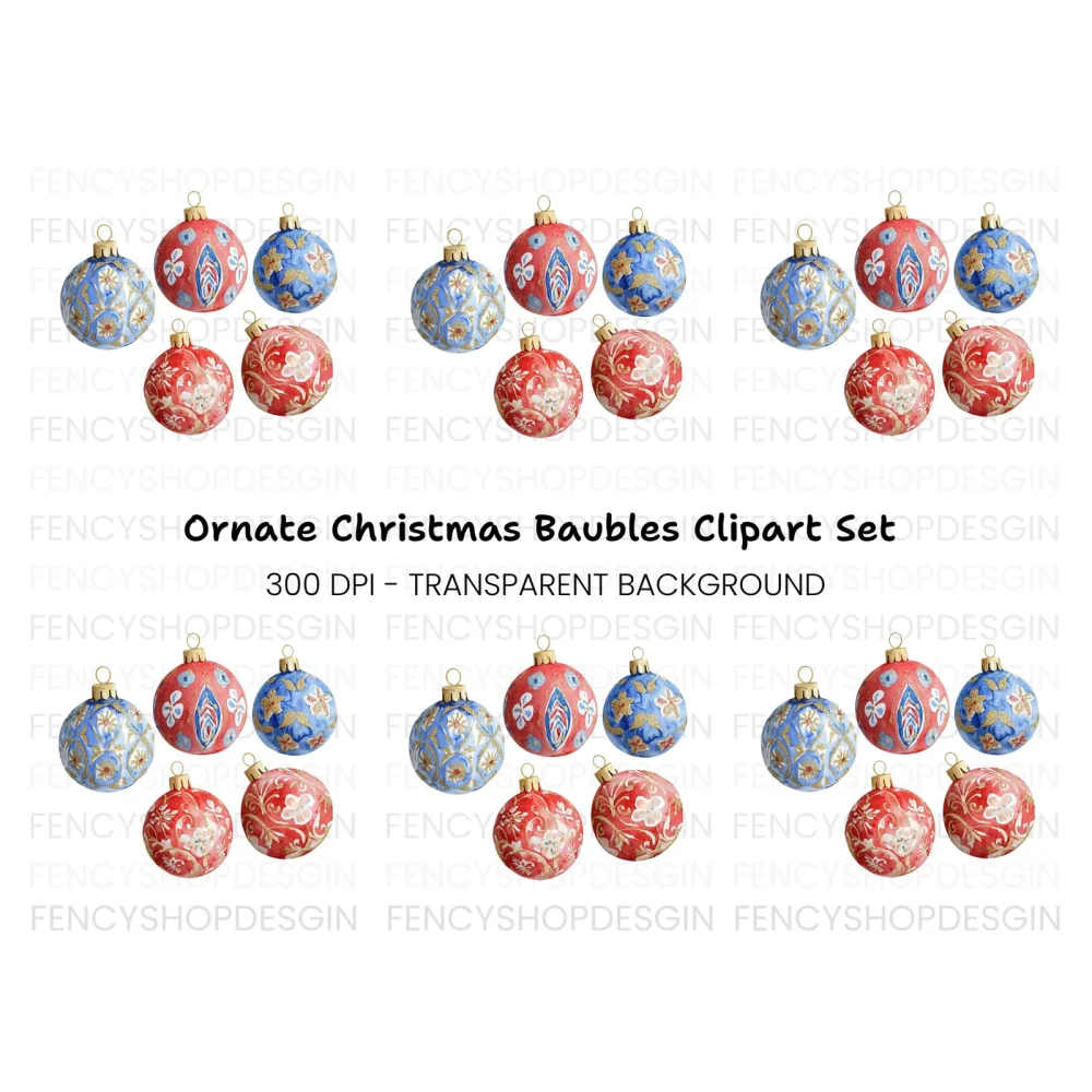 Christmas Ornaments Clipart Bundle