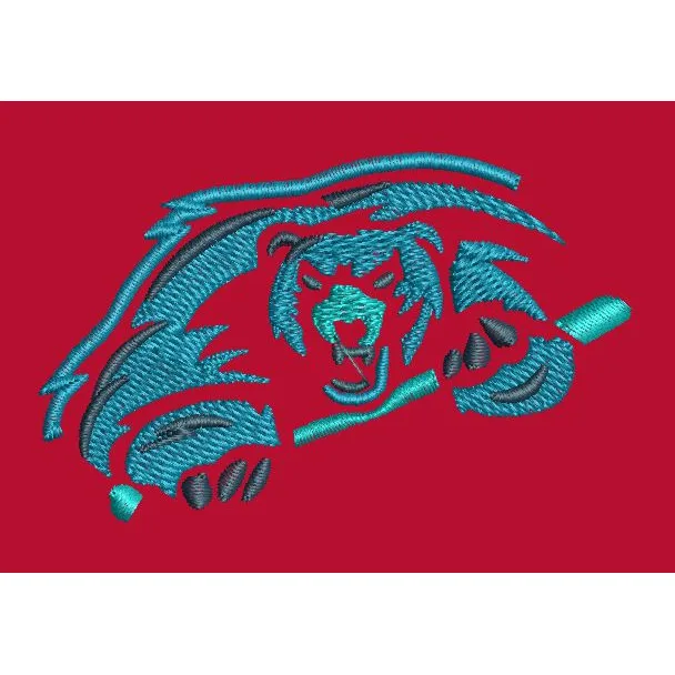 Aggressive Ursine Pounce Embroidery Design