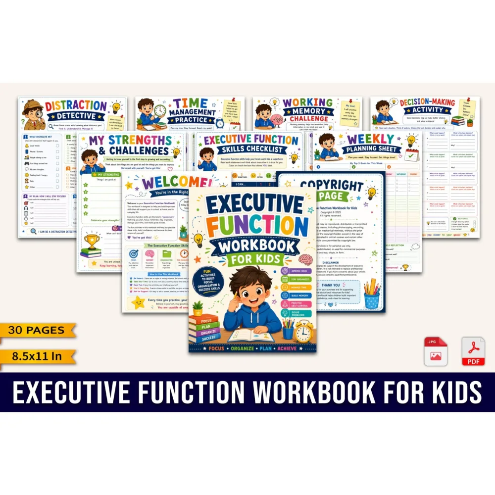 Executive Function For Kids Workbook