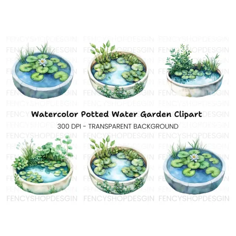 Potted Lily Pad Clipart Bundle