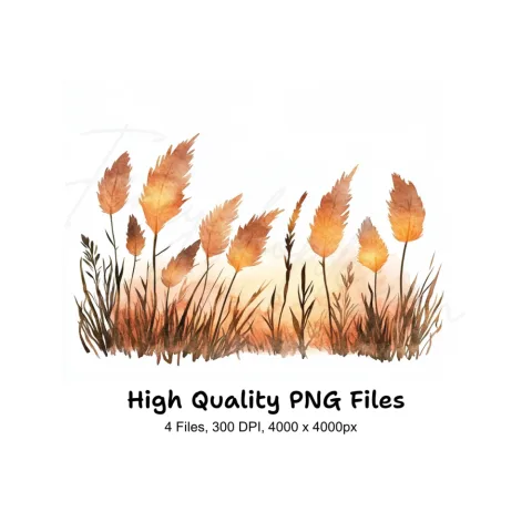 Autumn Pampas Grass Clipart Bundle