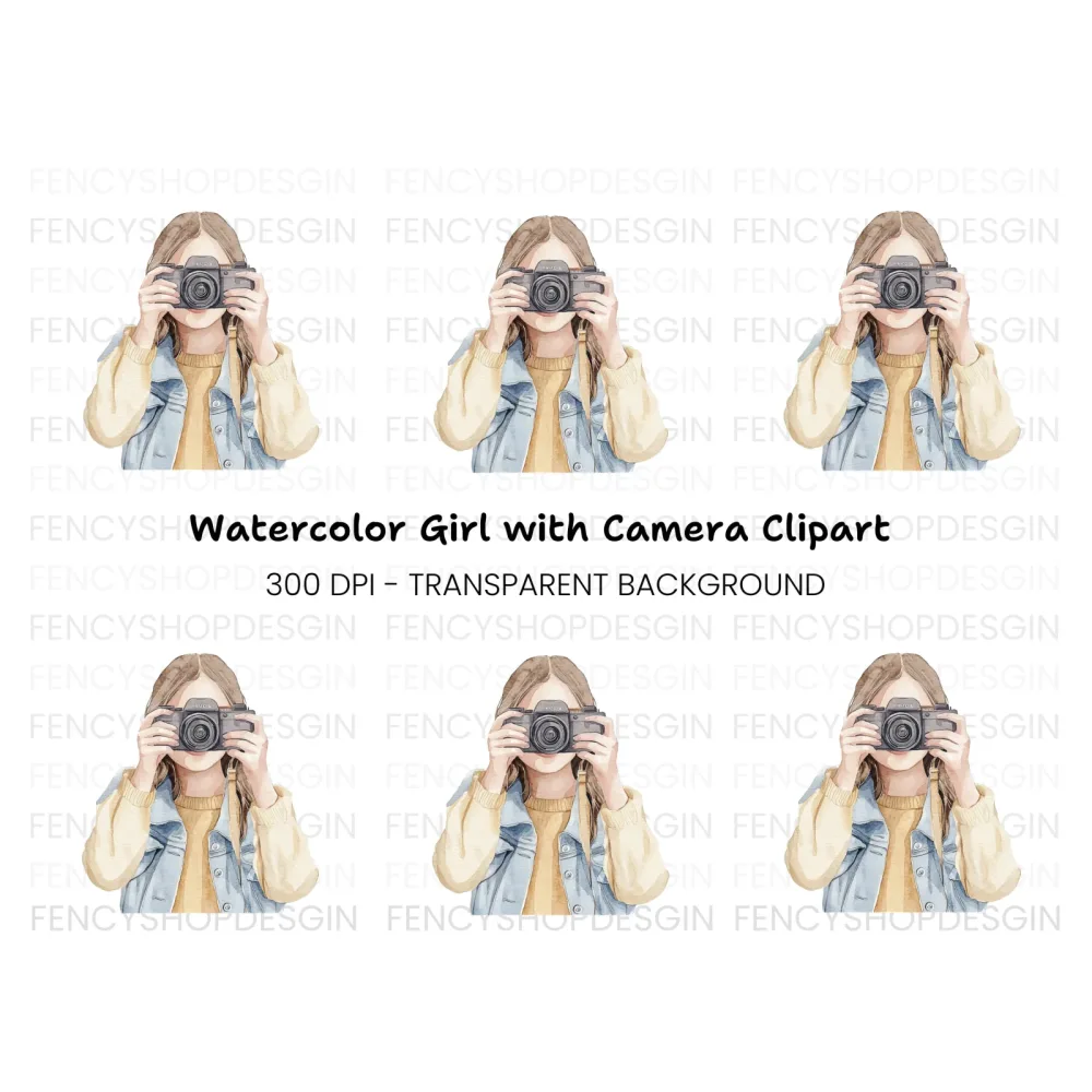 Stylish Girl Photographer Clipart Bundle
