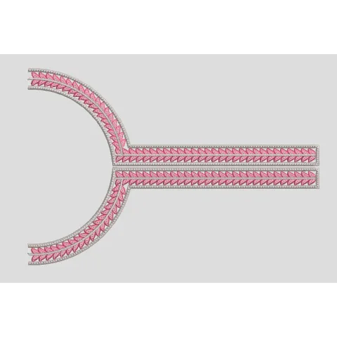 Leaf Patterned Y Neckline Border Embroidery Design