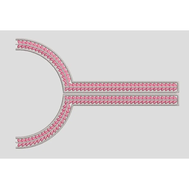 Leaf Patterned Y Neckline Border Embroidery Design