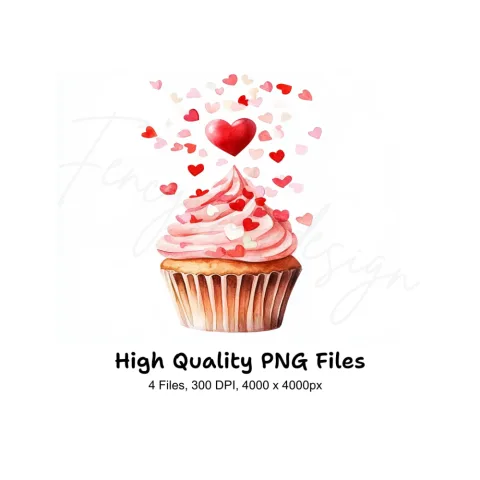 Valentine's Day Cupcake Clipart Bundle