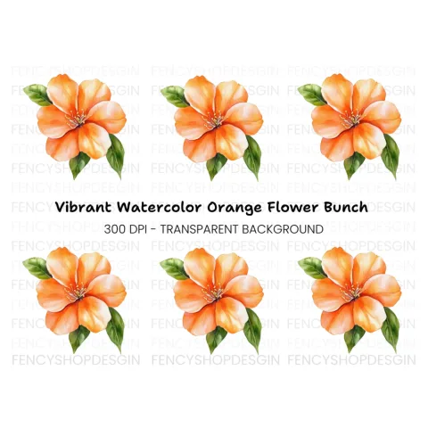 Vibrant Orange Blossom Clipart Bundle