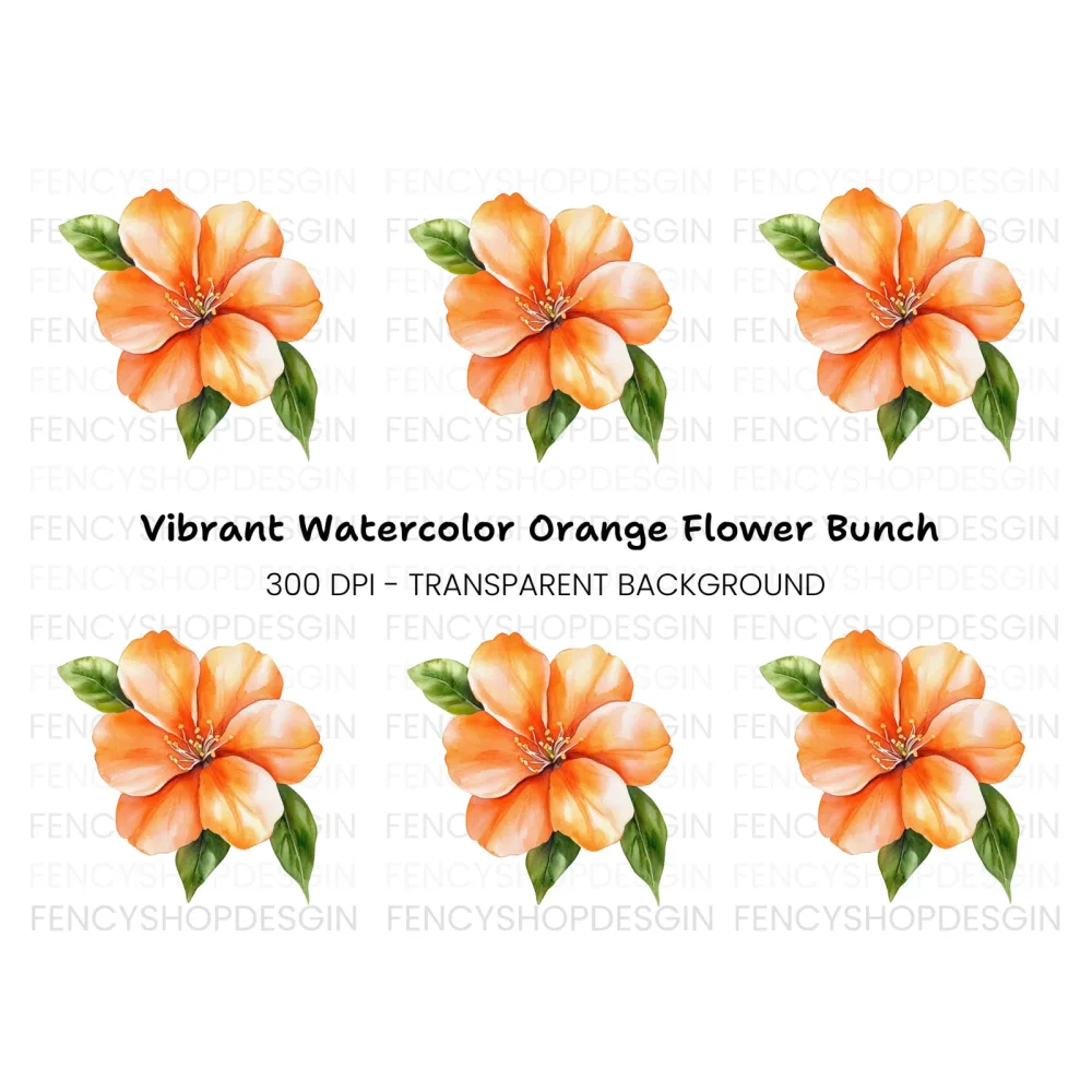 Vibrant Orange Blossom Clipart Bundle