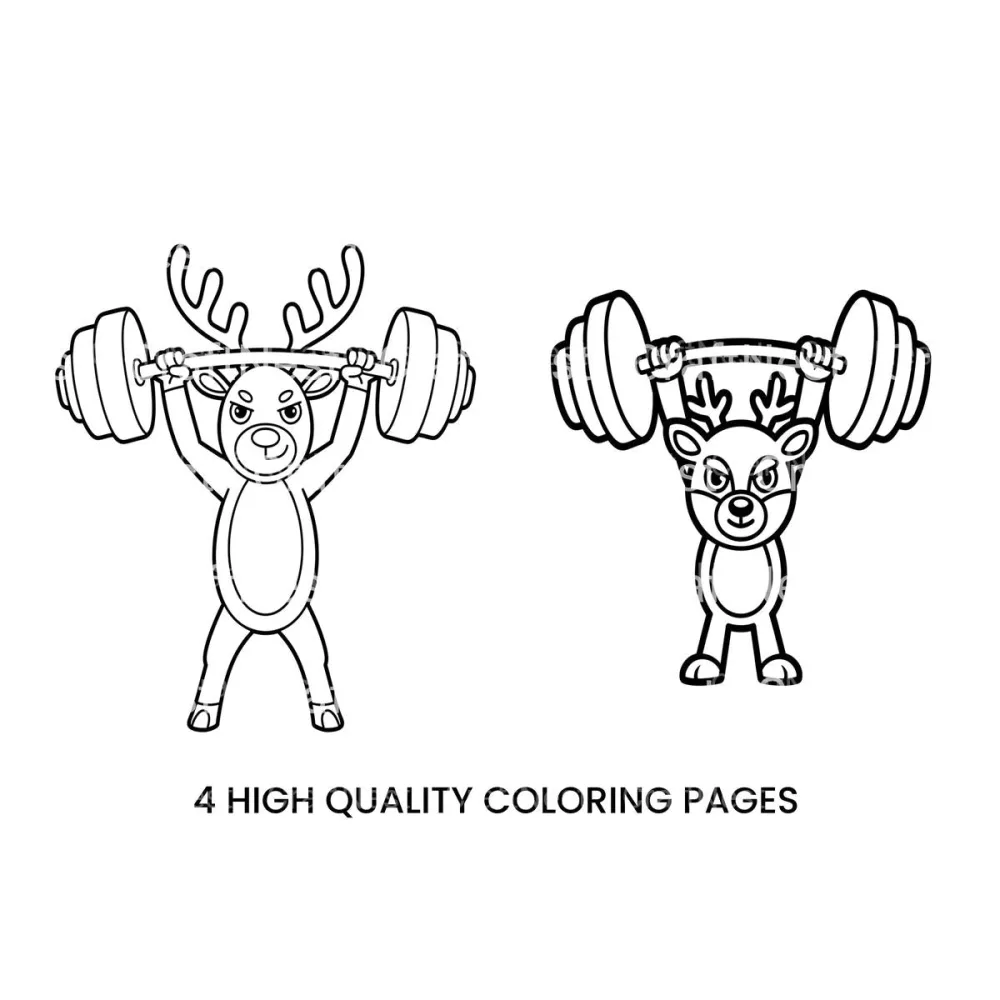 Reindeer Weightlifting Coloring Books