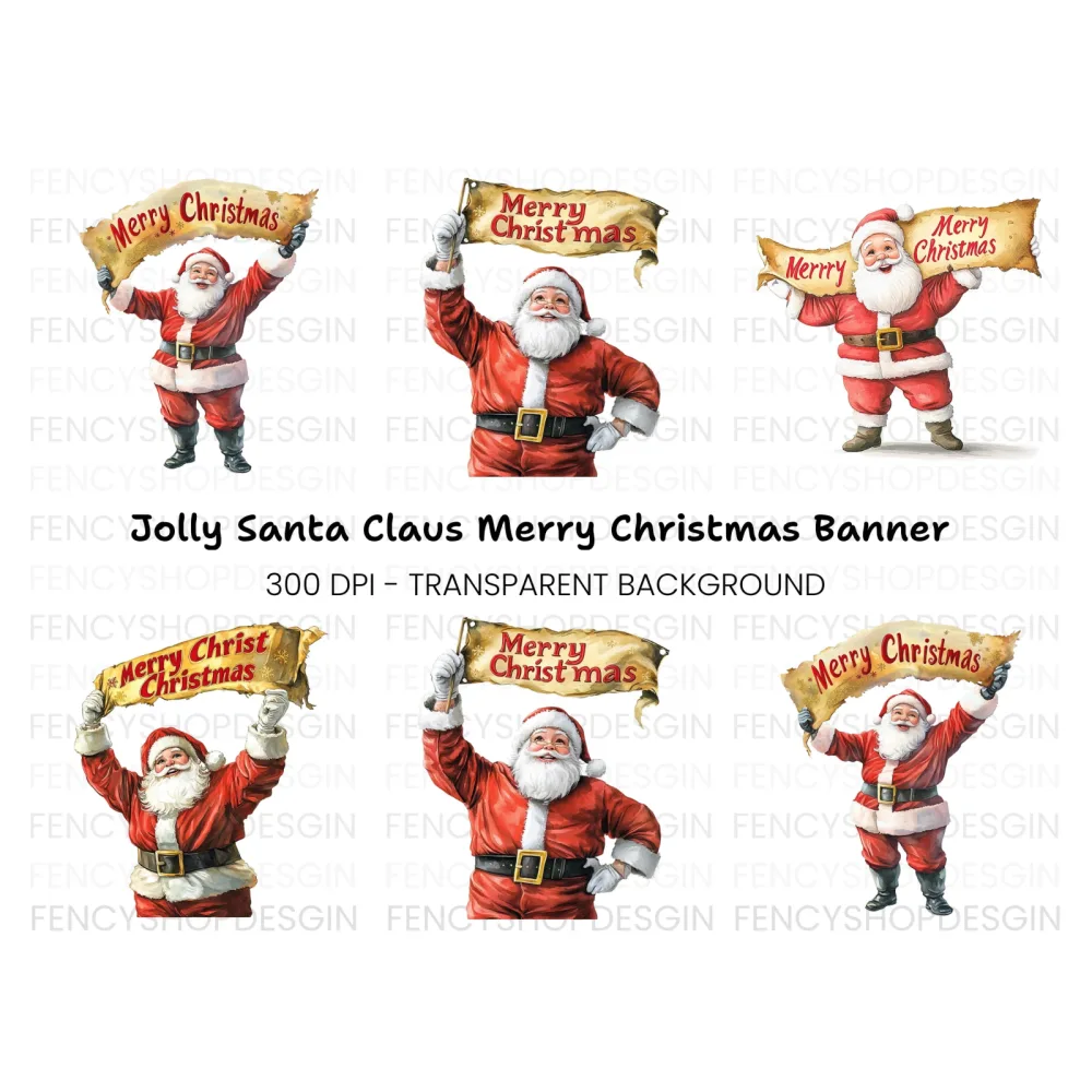 Merry Christmas Santa Claus Clipart Bundle