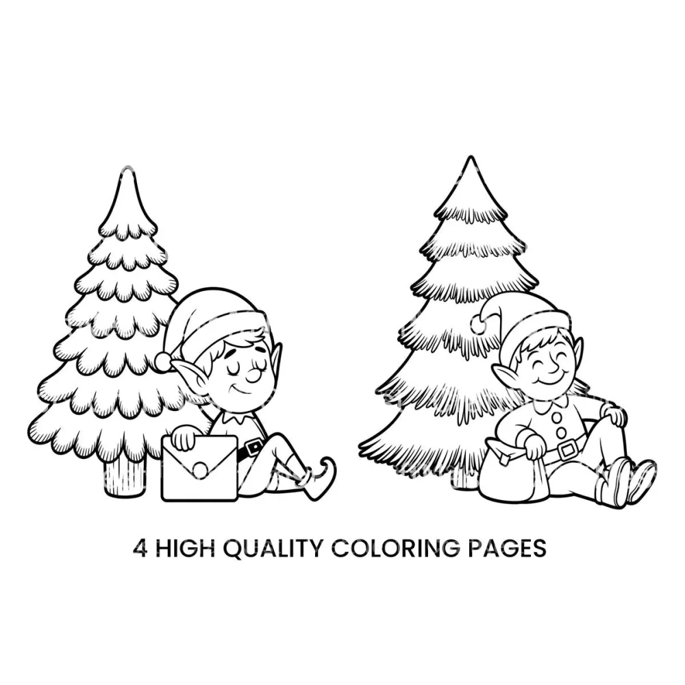 Christmas Elf with Tree Coloring Books