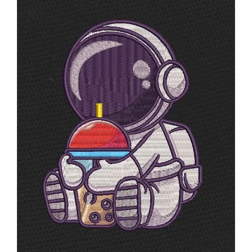 Space Boba Drinking Astronaut Embroidery Design