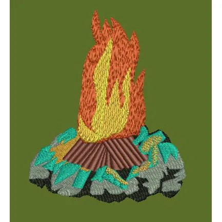 Campfire Stones Outdoor Motif Embroidery Design