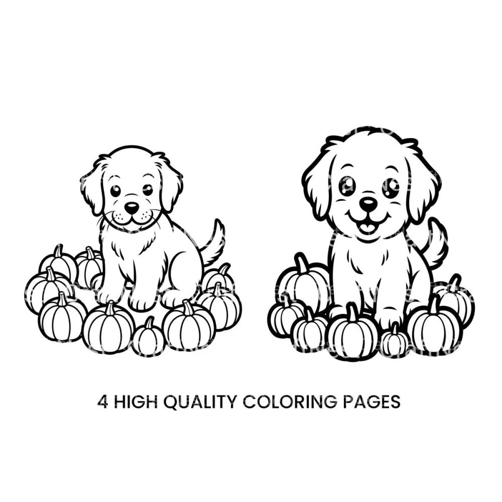 Cute Puppy and Pumpkins Coloring Books