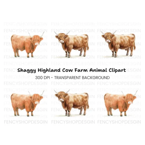 Highland Cow Clipart Bundle