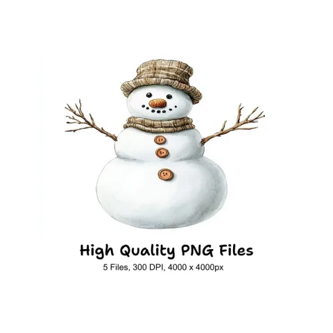 Rustic Snowman Clipart Bundle