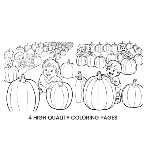 Kids in Pumpkin Patch Coloring Books