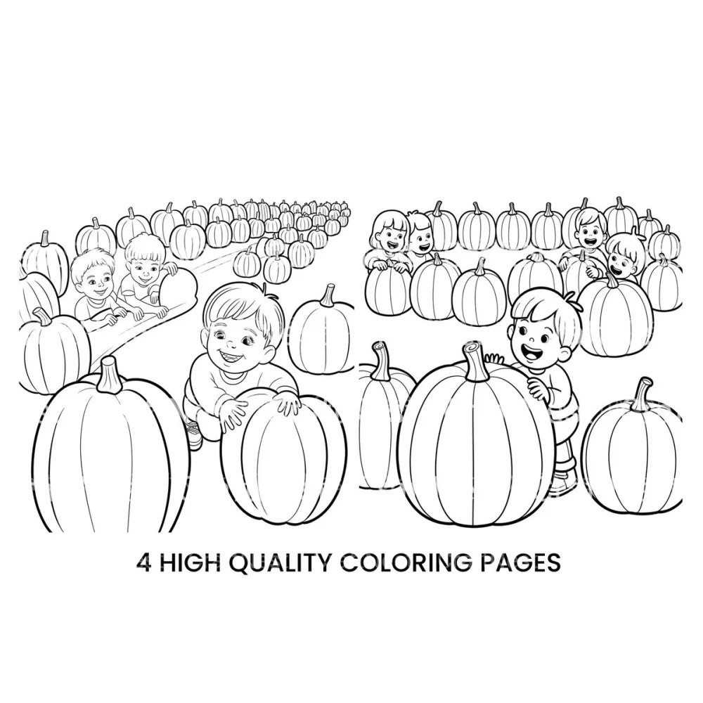 Kids in Pumpkin Patch Coloring Books
