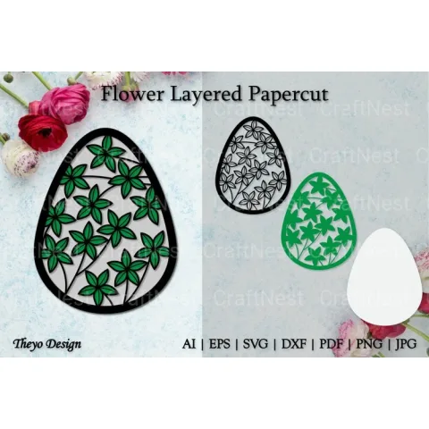 Flower D Layered Papercut SVG Bundle