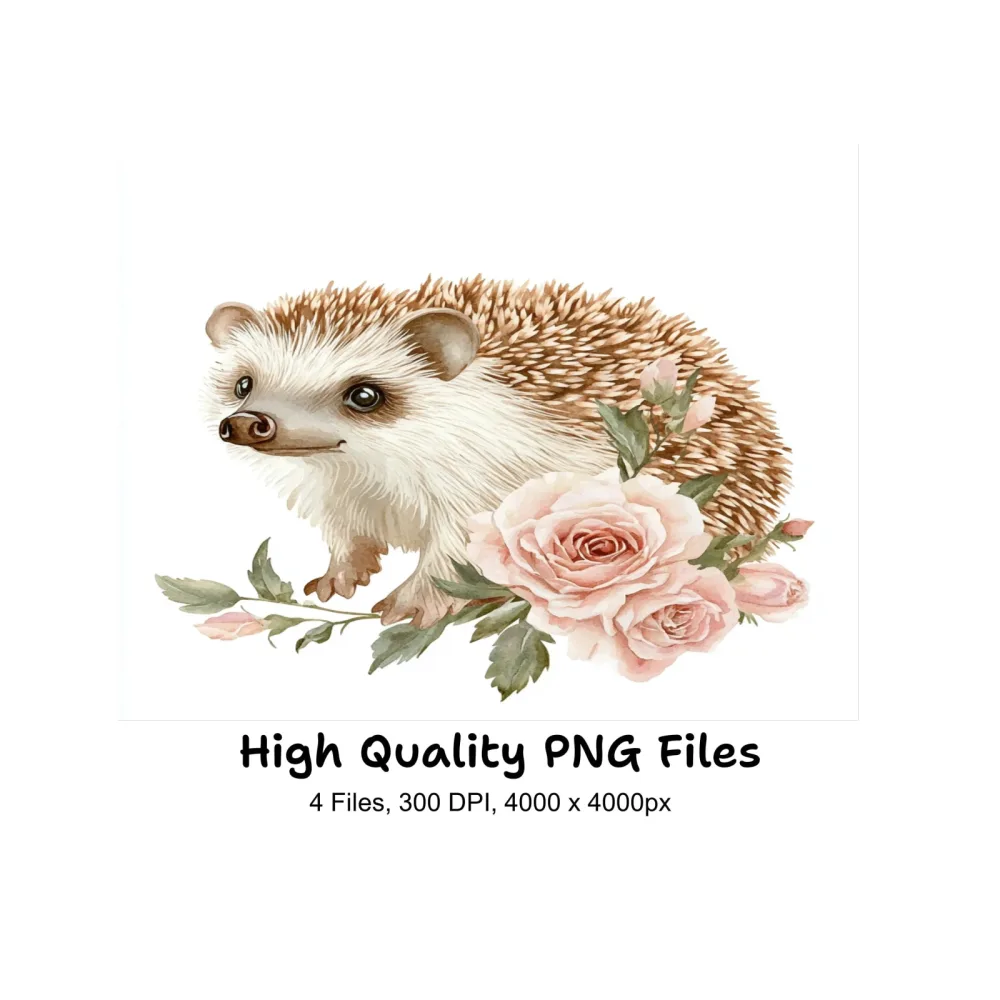 Floral Hedgehog Clipart Bundle