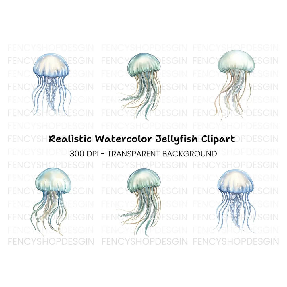 Colorful Jellyfish Clipart Bundle