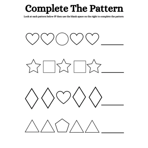 Colorful Shape Pattern Worksheets