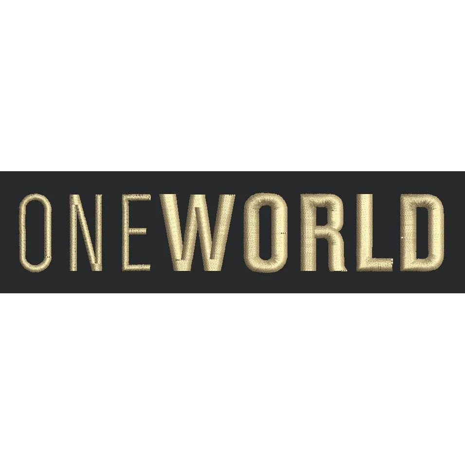 Oneworld Text Embroidery Design