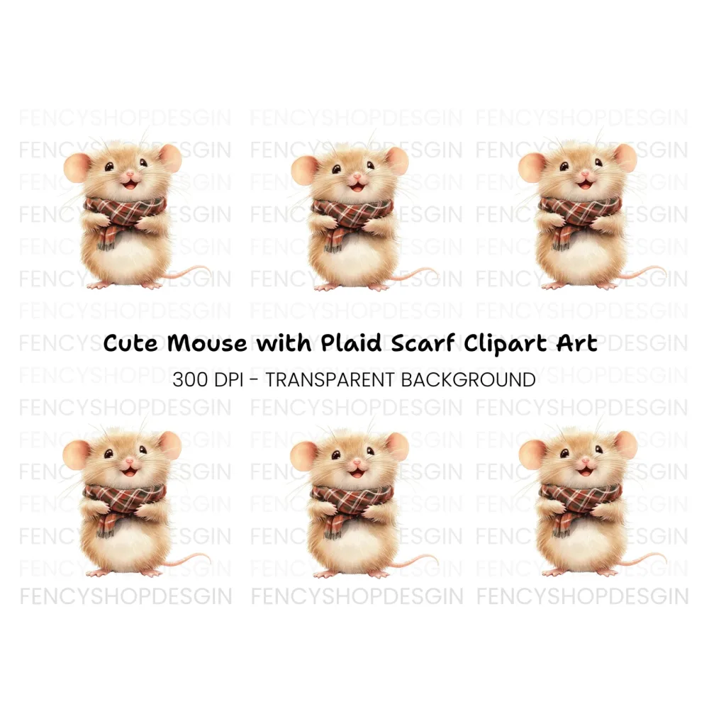 Cute Mouse with Scarf Clipart Bundle