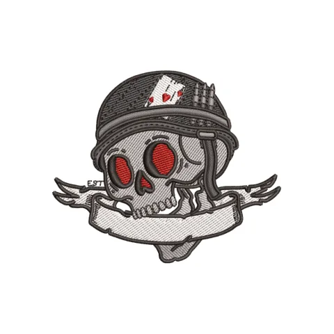 Worrior Skull Embroidery Design