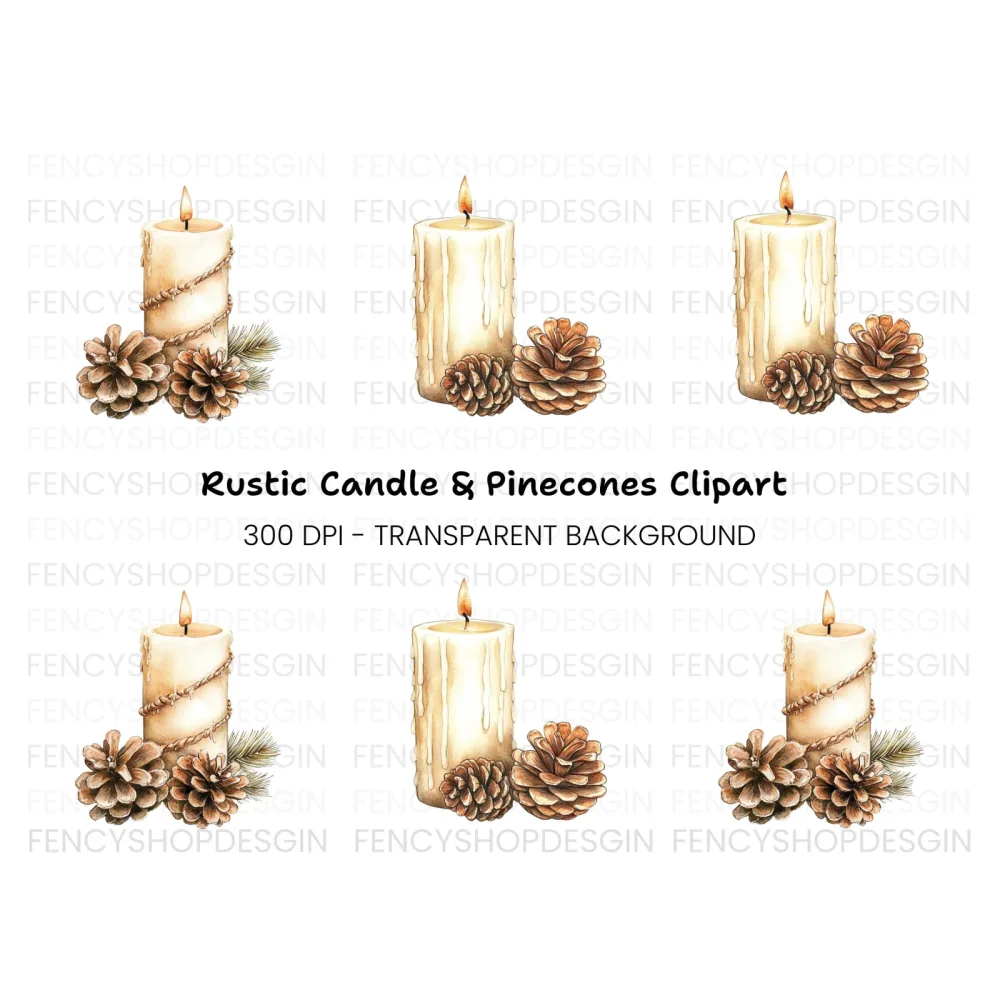 Christmas Candle Clipart Bundle