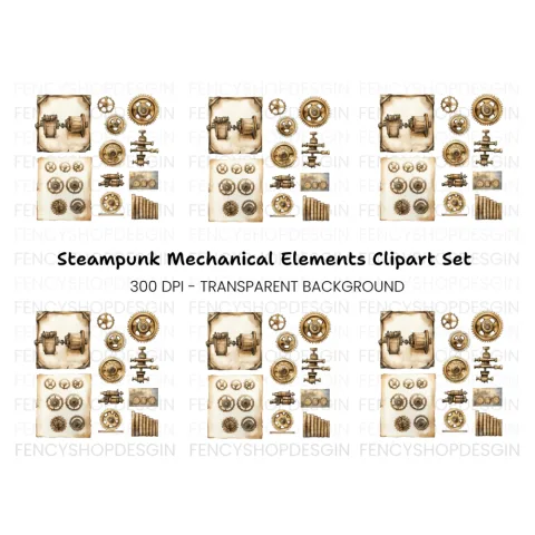 Steampunk Gears Clipart Bundle